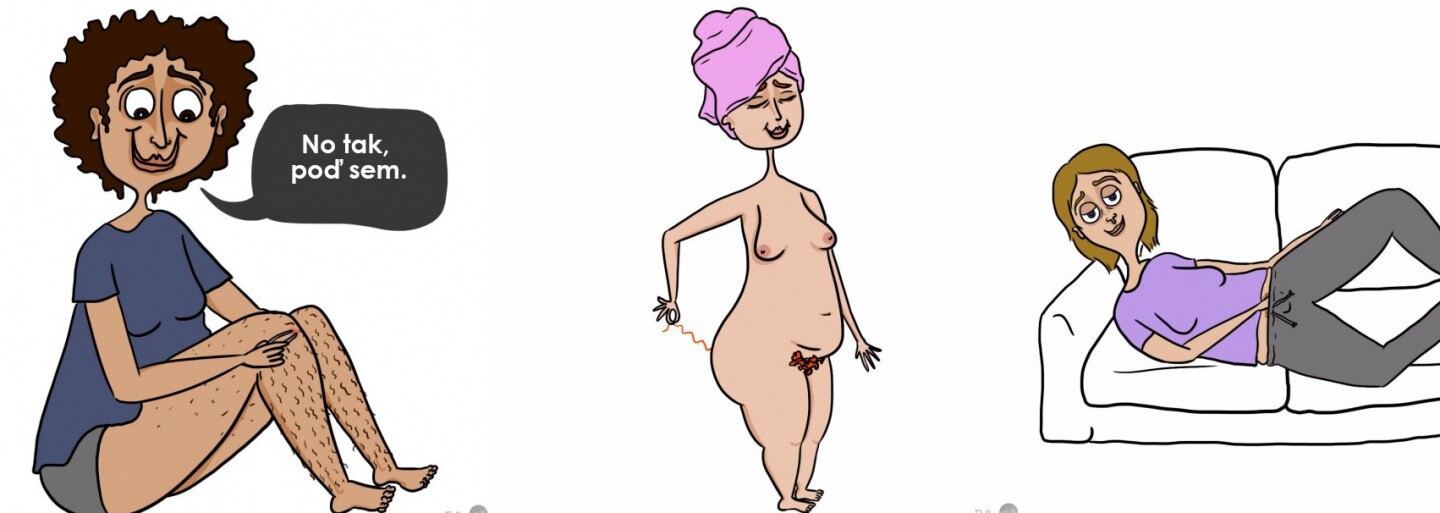 Ilustrace ti prozradí, jaké věci jsou ženy zvyklé dělat, ale většinou o nich nechtějí mluvit. Holení je velmi výběrová činnost