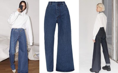 Jedna nohavice úzká, druhá široká. Designérská dvojice z Ukrajiny nabízí asymetrické džíny za 8 tisíc