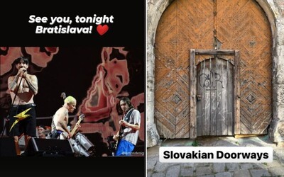 Kapela Red Hot Chili Peppers je už v Bratislave. Jej slávny basgitarista Flea sa motá po meste a fotí si dvere