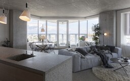 Komplikovanú dispozíciu premenili architekti v byte plnom betónu na jeho hlavnú výhodu
