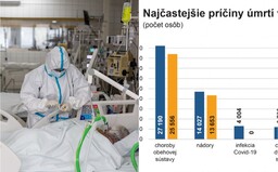 Koronavírus bol v roku 2020 na Slovensku treťou najčastejšou príčinou úmrtia. Viac ľudí zomrelo na infarkty a nádory