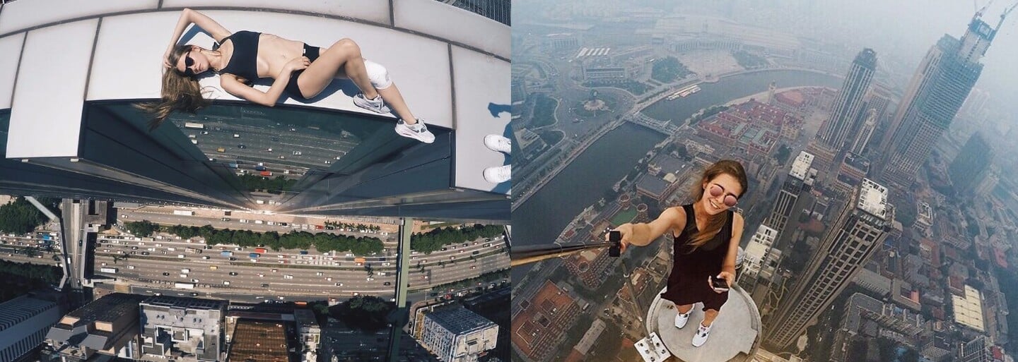 Krásna Ruska nemá strach z výšok. Jej fotografie zo striech mrakodrapov či mostov naháňajú strach, ale na nej by si nechal oči