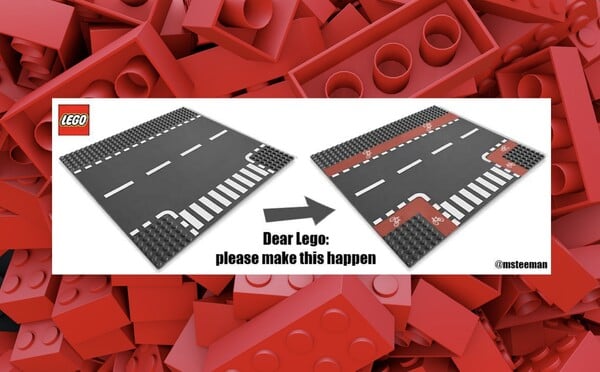 Lego je vraj nepriateľské k cyklistom a podporuje autá. Dôvodom sú chýbajúce cyklochodníky na jeho stavebniciach