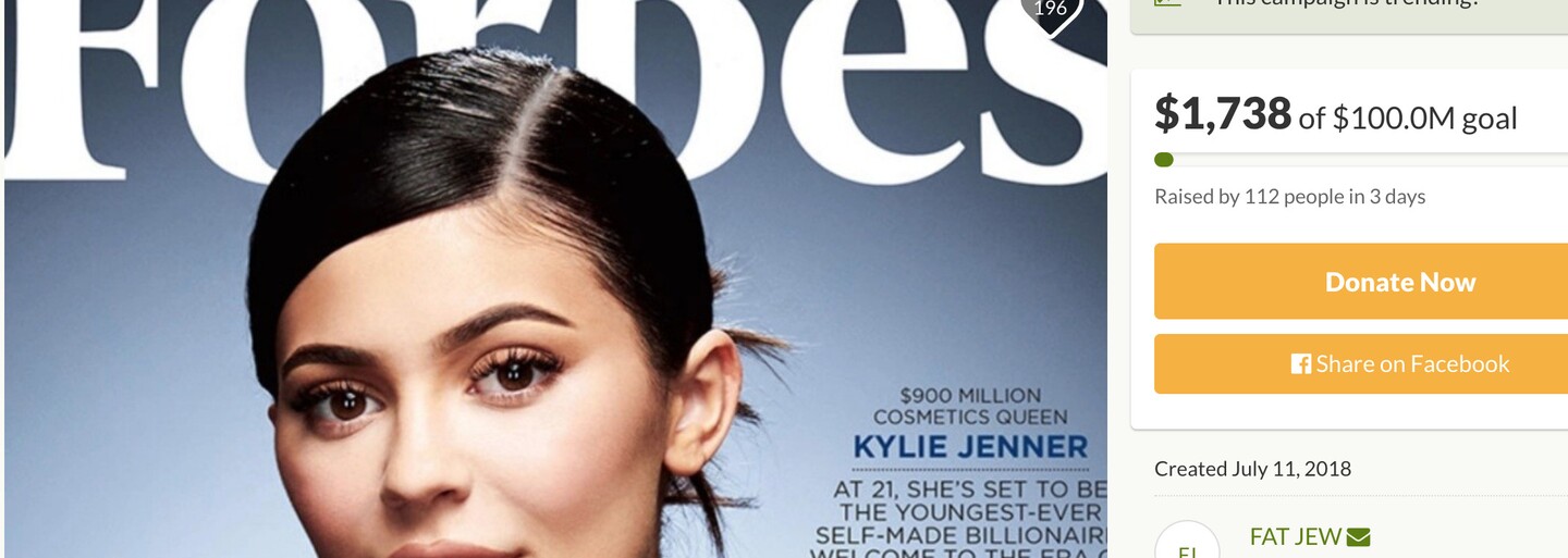 Lidé štědře přispívají Kylie Jenner, aby se stala nejmladší miliardářkou. Internetová sbírka se snaží získat posledních 100 milionů