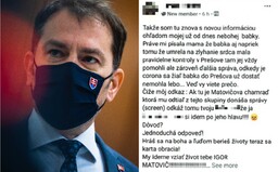 Muž sa vyhrážal Matovičovi zabitím a odrezaním hlavy na Facebooku, hrozí mu trojročné väzenie