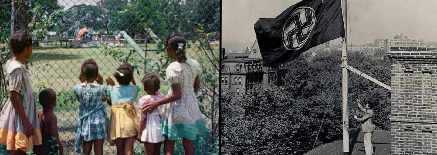 Nacistická vlajka v hlavním městě USA či San Francisco po velkém zemětřesení na starých fotkách, které ležely kdesi v archivech