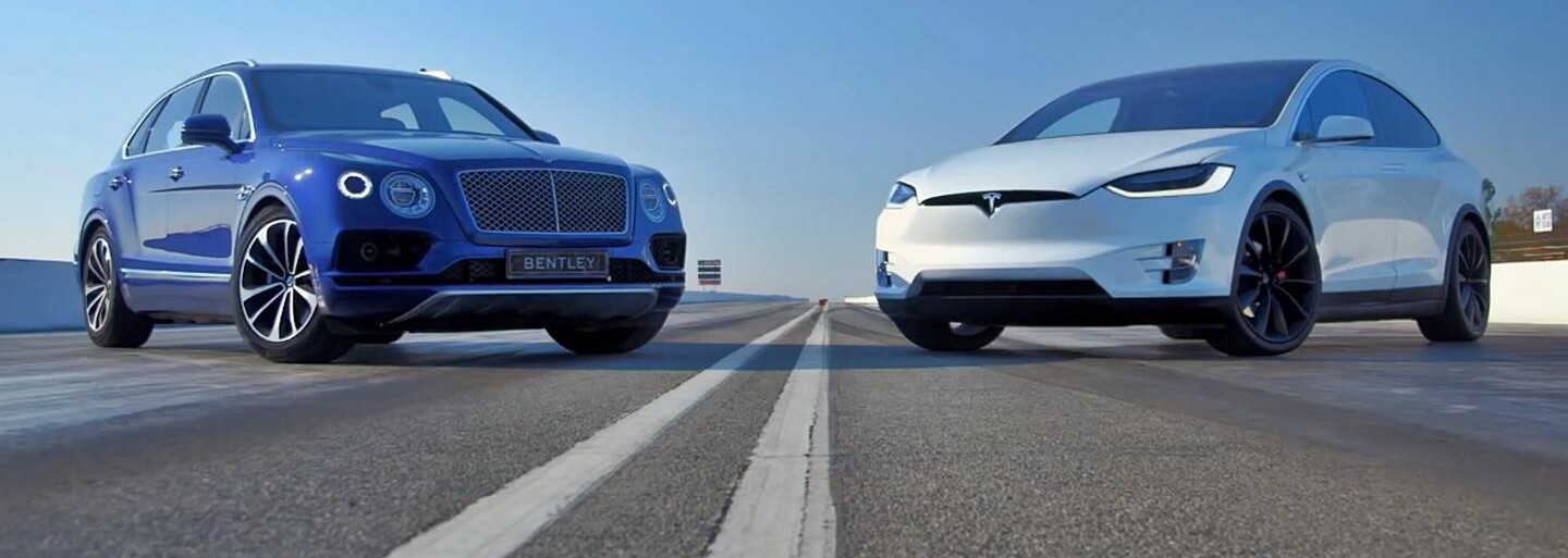 Nejvýkonnější SUV na světě, 608koňová Bentayga ve sprintu proti nejsilnější Tesle Model X P90D