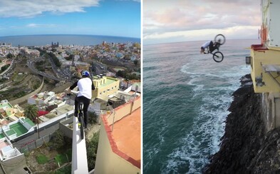 Nebojácný Danny MacAskill skáče po střechách na Kanárských ostrovech s kamerou na hlavě Nebojácný Danny MacAskill skáče po střechách na Kanárských ostrovech s kamerou na hlavě