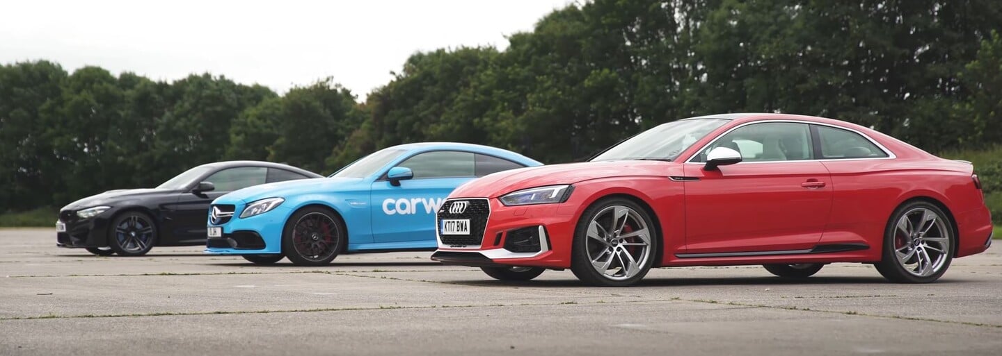 Německá trojka ostrých modelů si změřila síly. Je rychlejší nová RS5, M4, nebo C 63 kupé?