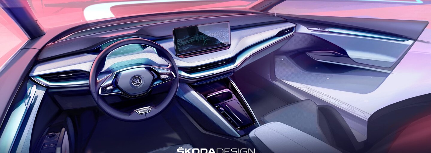 Nová elektrická škodovka sa ukazuje na oficiálnom náčrte. Enyaq iV príde 1. septembra
