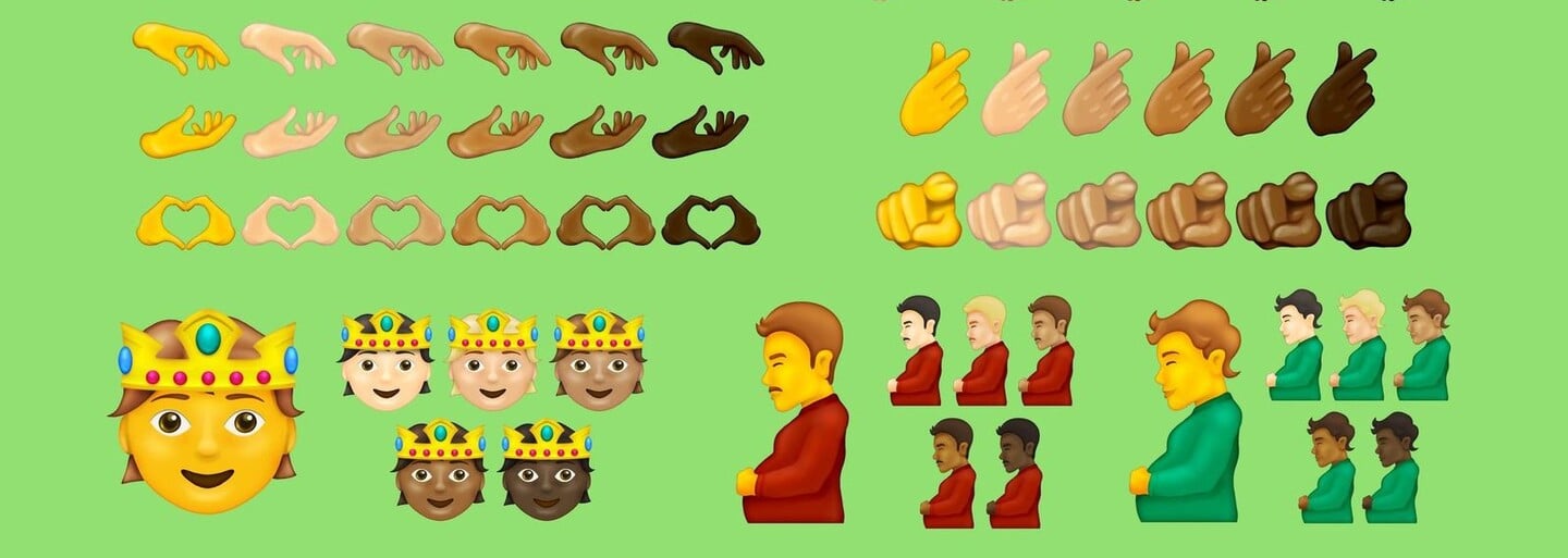 Nové emoji: Těhotný muž či mezirasové podávání rukou. Otěhotnět mohou nejen ženy, uvádí Emojipedia