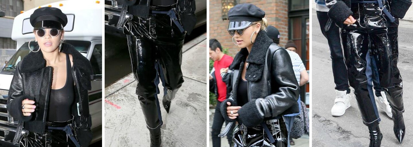 Odhalené prsia a plastové džínsy sa opäť pripomínajú. Rita Ora v extravagantnom outfite v uliciach New Yorku