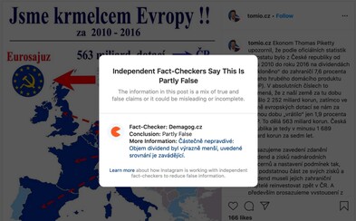 Okamurův příspěvek o evropských dotacích označil Facebook a Instagram jako částečnou nepravdu Okamurův příspěvek o evropských dotacích označil Facebook a Instagram jako částečnou nepravdu