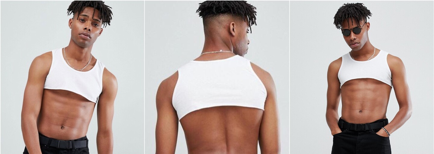 Online predajca ASOS ponúka crop top pre mužov. Ľuďom sa bizarný kúsok javí skôr ako športová podprsenka