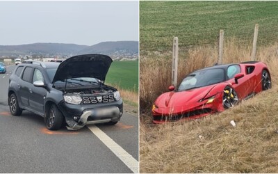 Po nehode pri Stupave odhodilo Ferrari z cesty. Škoda na športiaku je 500 000 €