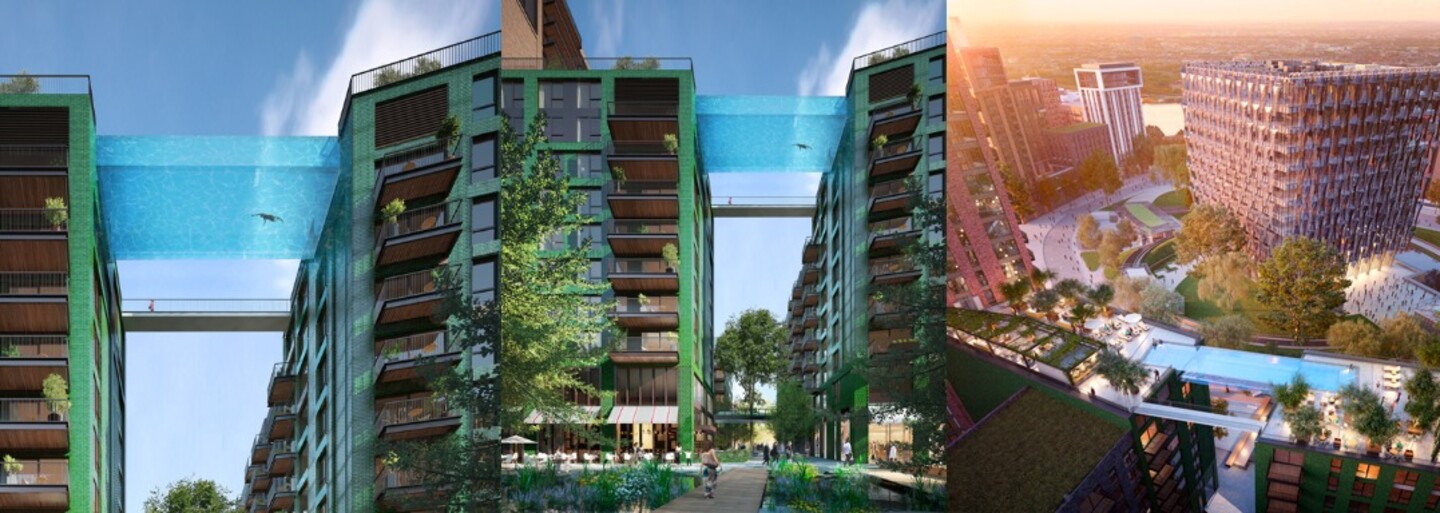 Relax v priehľadnom bazéne medzi budovami priamo v Londýne. Nezvyčajný bazén spojí apartmány a ponúkne parádny výhľad