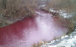 Řeka ve městě na Sibiři se ze dne na den zbarvila do ruda. Ruské úřady zatím vysvětlení nenašly