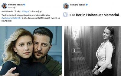Romana Tabák kritizuje Zelenského s manželkou za „nevhodné fotografie“. Sama pritom pózovala pri pomníku obetiam holokaustu