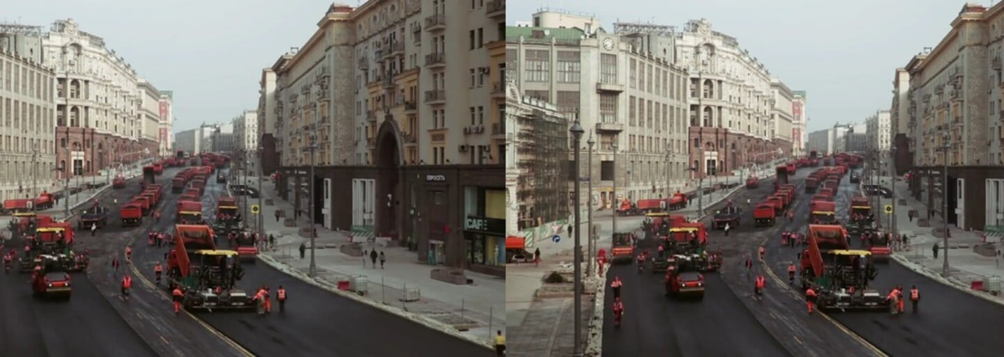 Rusové tě naučí, jak se expresně rychle asfaltují silnice. Mohly za to desítky vozidel a 8 tisíc tun asfaltu