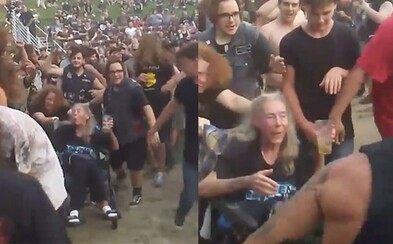 Stařičké metalistce na vozíčku pomohli fanoušci do jejího prvního moshpitu, který měla na seznamu přání Stařičké metalistce na vozíčku pomohli fanoušci do jejího prvního moshpitu, který měla na seznamu přání