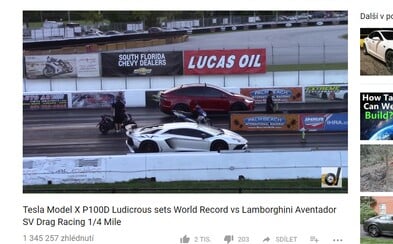 Tesla Model X porazila v pretekoch na štvrť míle Lamborghini Aventador SV a vytvorila rovno nový svetový rekord ako najrýchlejšie SUV Tesla Model X porazila v pretekoch na štvrť míle Lamborghini Aventador SV a vytvorila rovno nový svetový rekord ako najrýchlejšie SUV