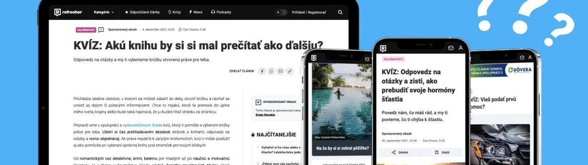 Tieto kvízy sme pridali na dopyt klientov. Aj zložité témy vďaka nim čítajú stovky tisíc fanúšikov Tieto kvízy sme pridali na dopyt klientov. Aj zložité témy vďaka nim čítajú stovky tisíc fanúšikov