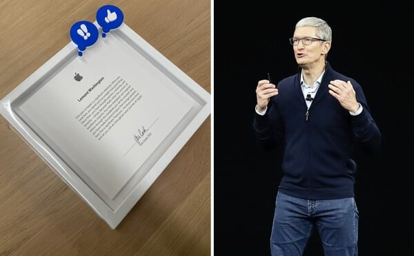 Toto dostaneš po piatich rokoch práce pre Apple. Zamestnanec sa pochválil darčekom, ktorý podpísal sám Tim Cook