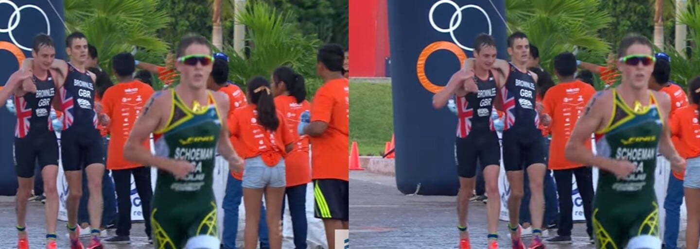 Triatlonistovi na prvom mieste došli sily kilometer pred koncom, ale do cieľa ho doniesol vlastný brat