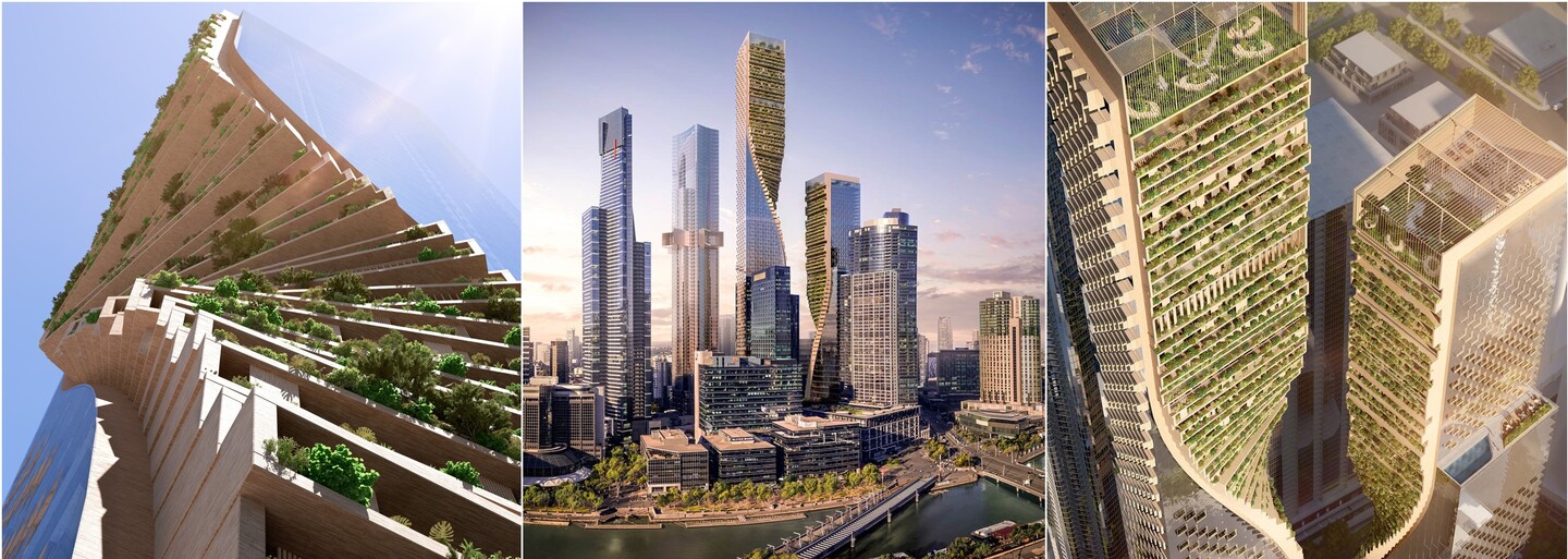V Melbourne brzy vyroste nejvyšší australský mrakodrap. Na střeše točité budovy je botanická zahrada