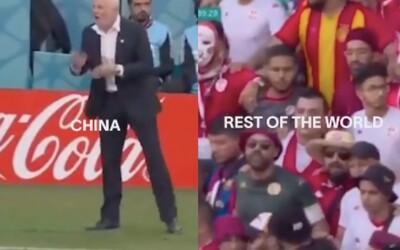 VIDEO: V Číne vidia iné majstrovstvá sveta vo futbale ako zvyšok sveta. Neukazujú im zabávajúcich sa fanúšikov bez rúšok
