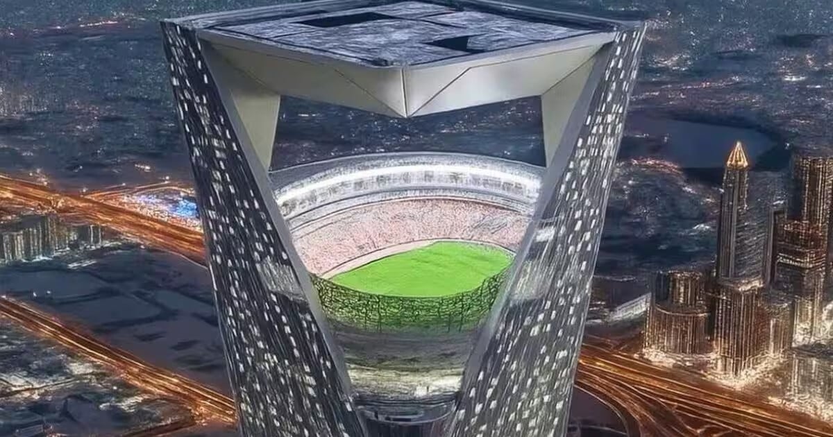 Fotbalový stadion na mrakodrapu? Má vyrůst v Saúdské Arábii, údajný koncept vyvolává diskuse