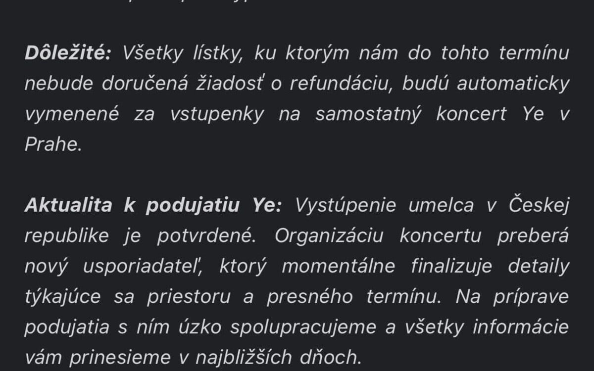 Screenshot e-mailu od festivalu Rubicon.