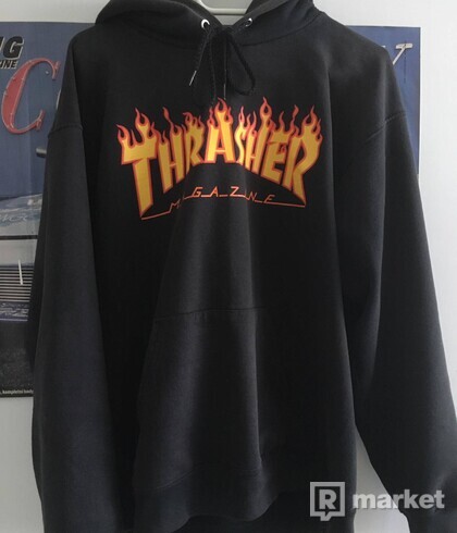 Thrasher Flame Logo Hoody černá