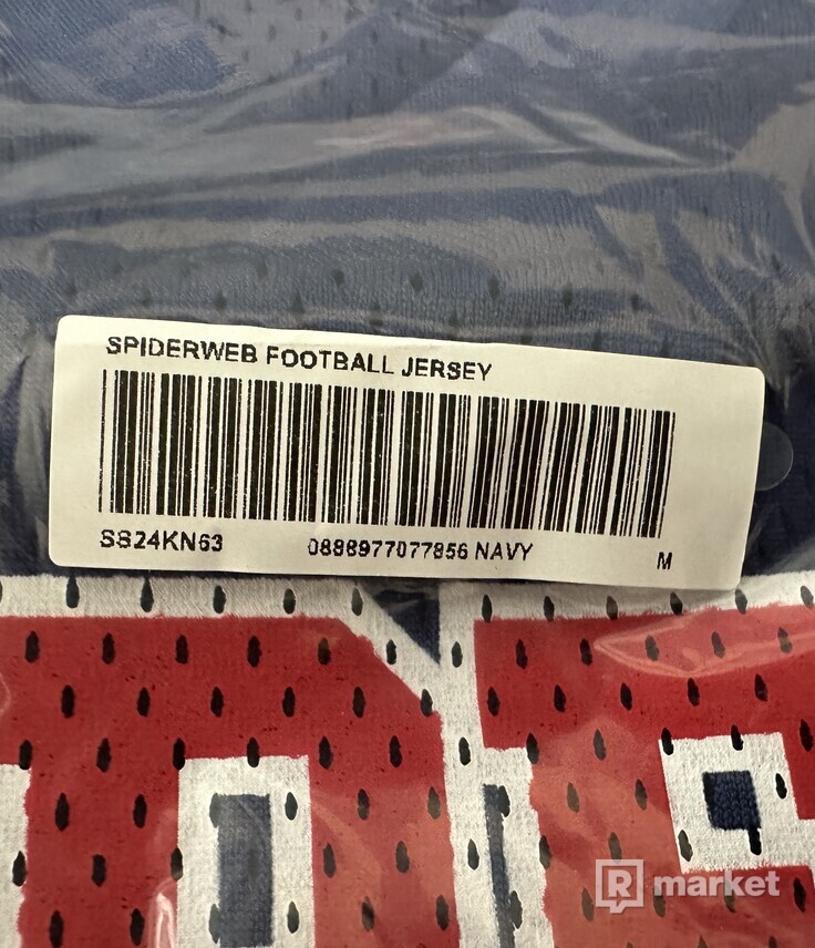 Supreme spiderweb football jersey navy L, M