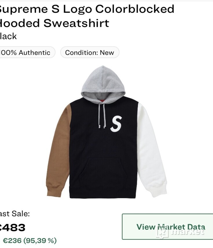 SUPREME S LOGO Colorblocked hoodie