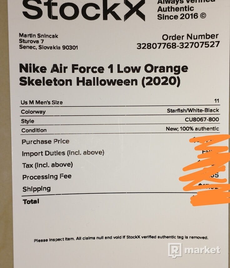 Nike Air Force 1 Low Orange Skeleton