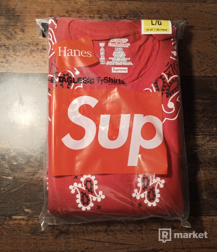 Supreme/Hanes Bandana Tagless Tees (2pack) Red