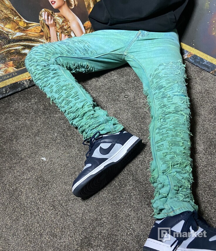 Custom green jeans