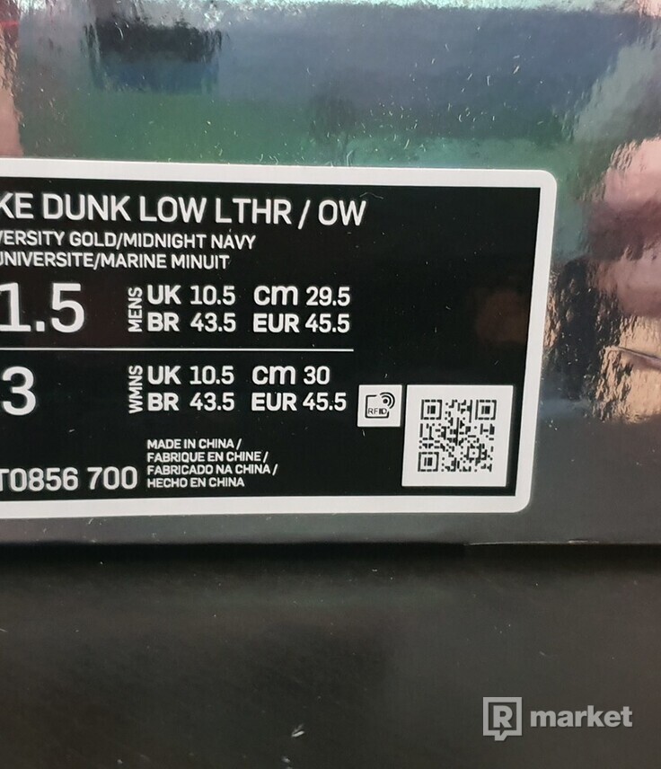 Off White x Nike Dunk Low 'Michigan' UK 10,5