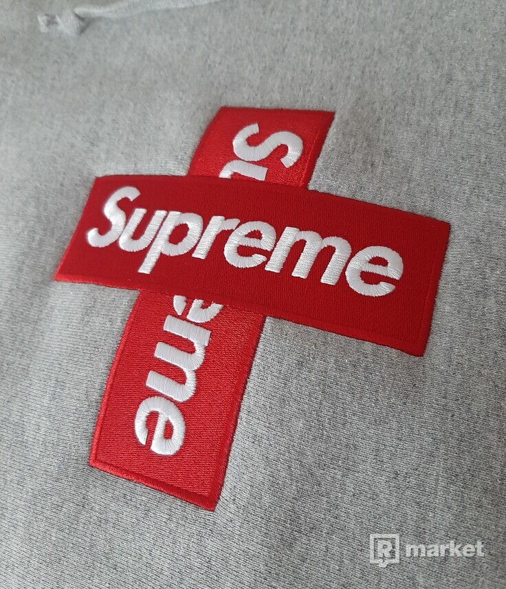 Supreme Cross Box Logo Hoodie Grey