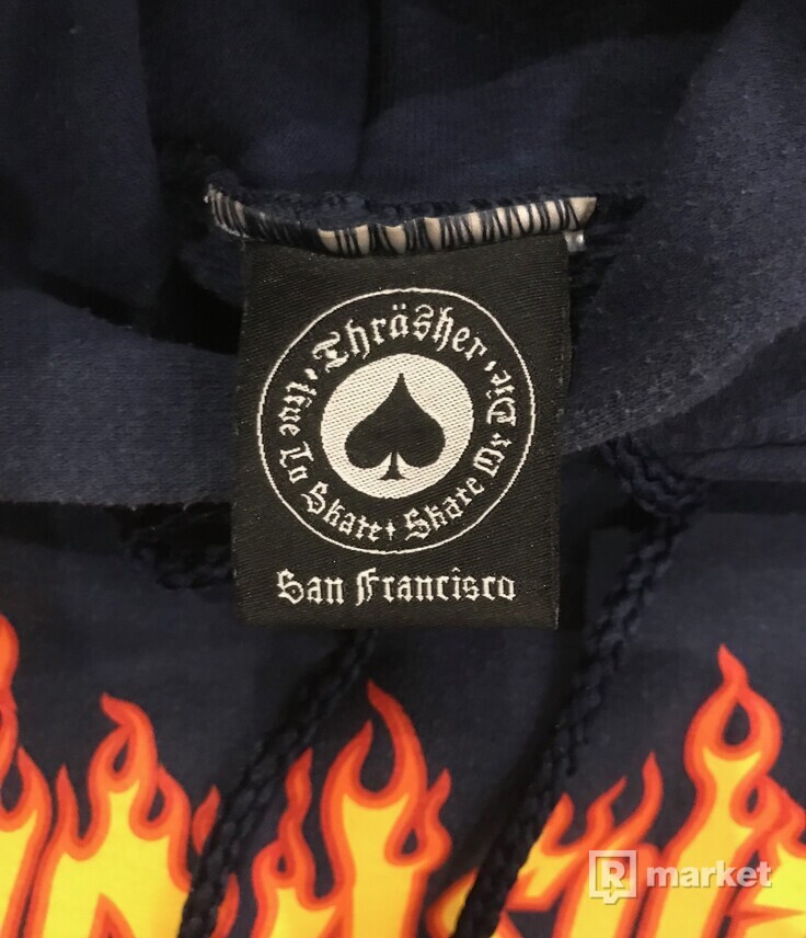 Thrasher flame logo hoodie modrá veľ. S