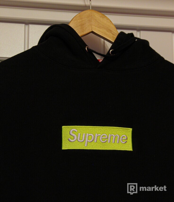 Supreme Box Logo Hooded Sweatshirt (FW17) Black / Lime