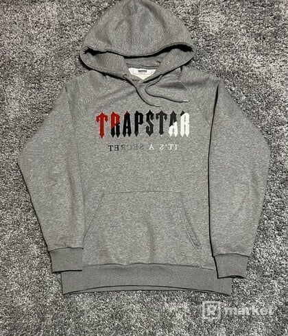 Trapstar Chenille Decoded Tracksuit - Grey/Red (L)