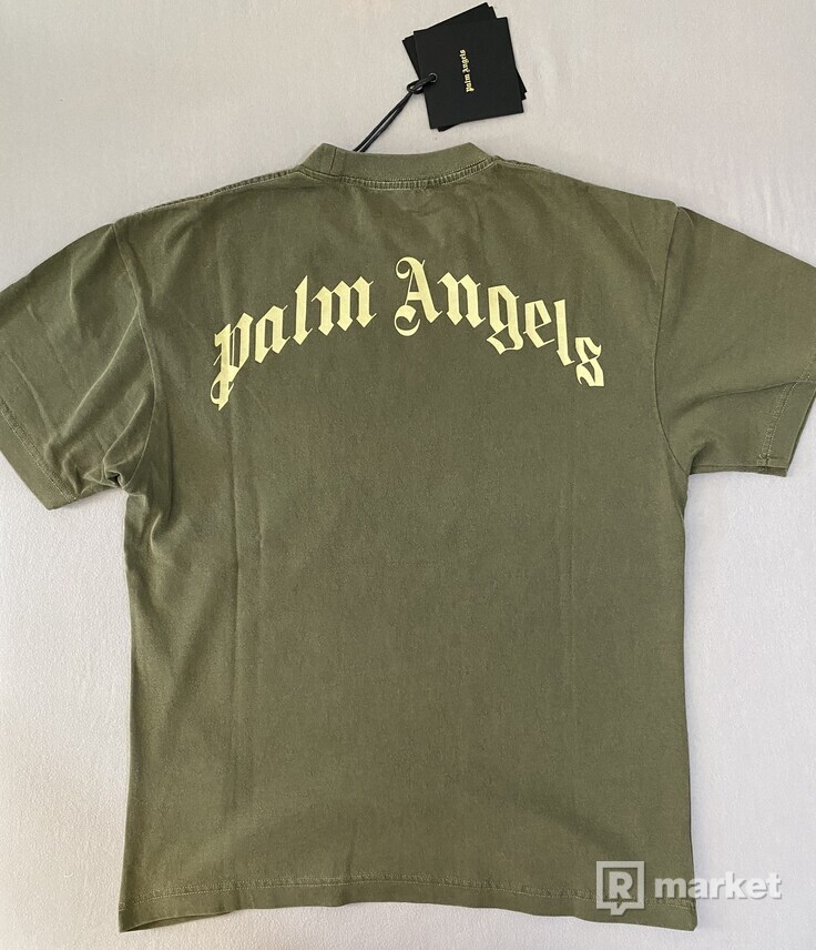 Palm Angels Logo Bear-Print Tee Army Green