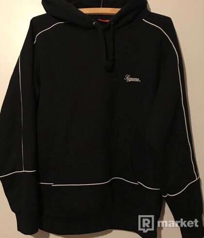 Supreme Piping Hooded Sweatshirt Black SS18 (size M)