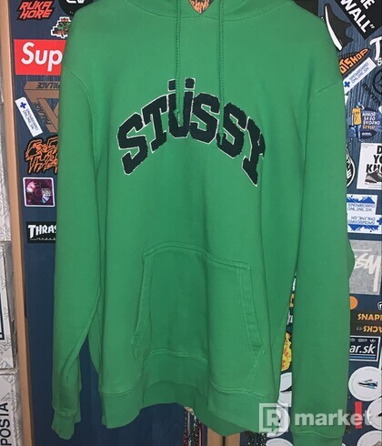 Stussy Green Hoodie Big Logo