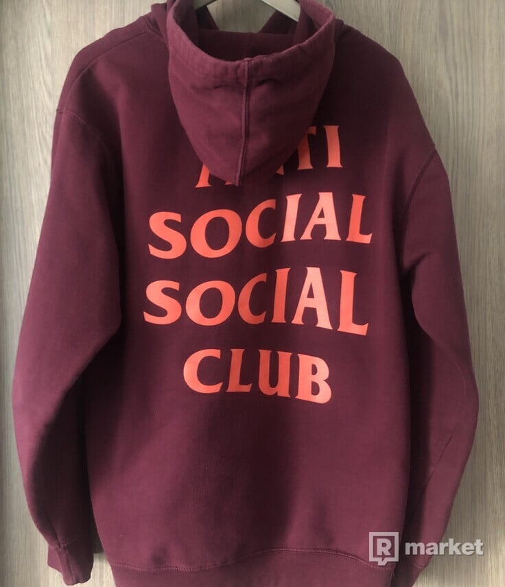 Anti Social Social Club Lost Feelies Hoodie Burgundy - veľkosť L