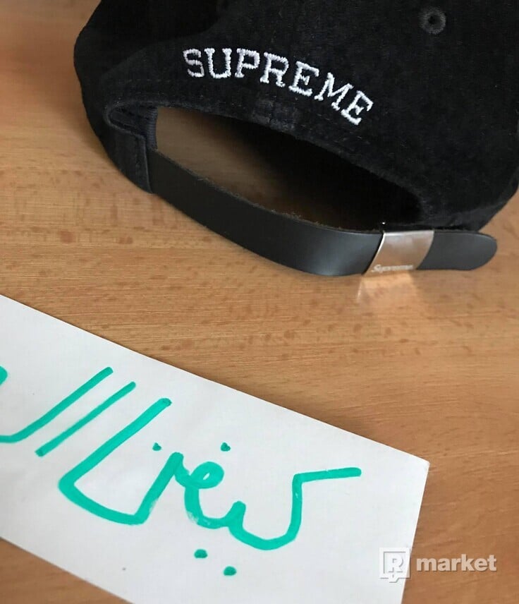 Supreme S Logo Cap Suede Black