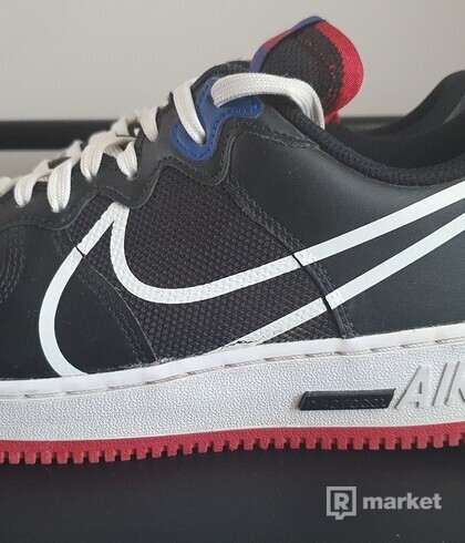 NIKE AIR FORCE 1 LOW REACT BLACK WHITE RED BLUE
