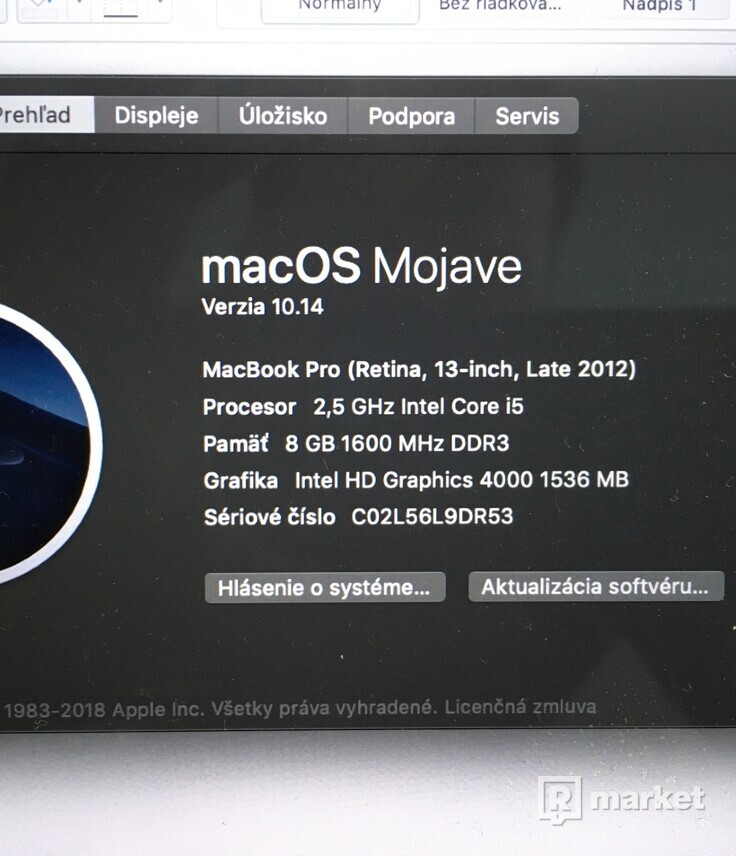 Na predaj MacBook Pro 13 Retina, model Late 2012